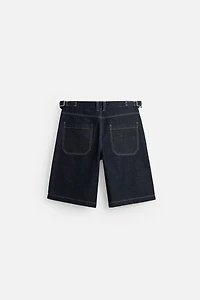 BELTED BAGGY FIT DENIM SHORTS