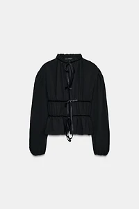 BLOUSE EN CRÊPE GEORGETTE À LACETS VELOURS