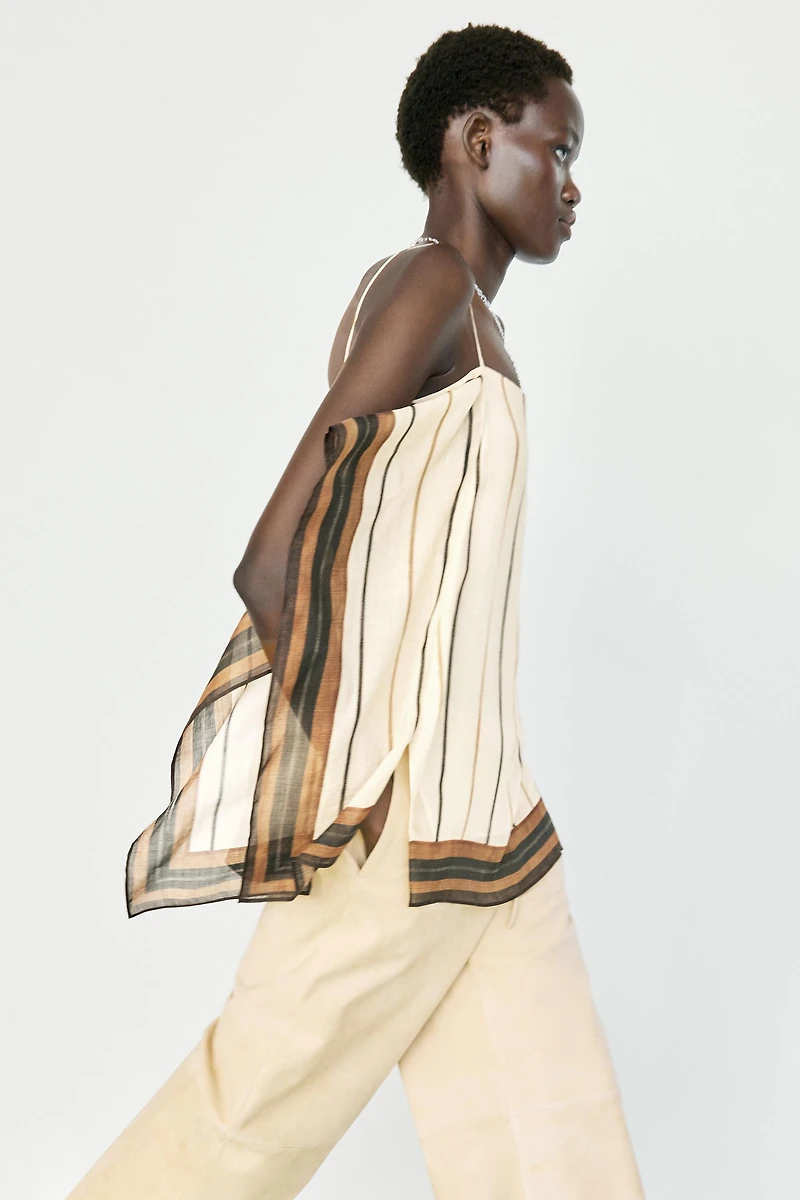 Flowing striped strappy top