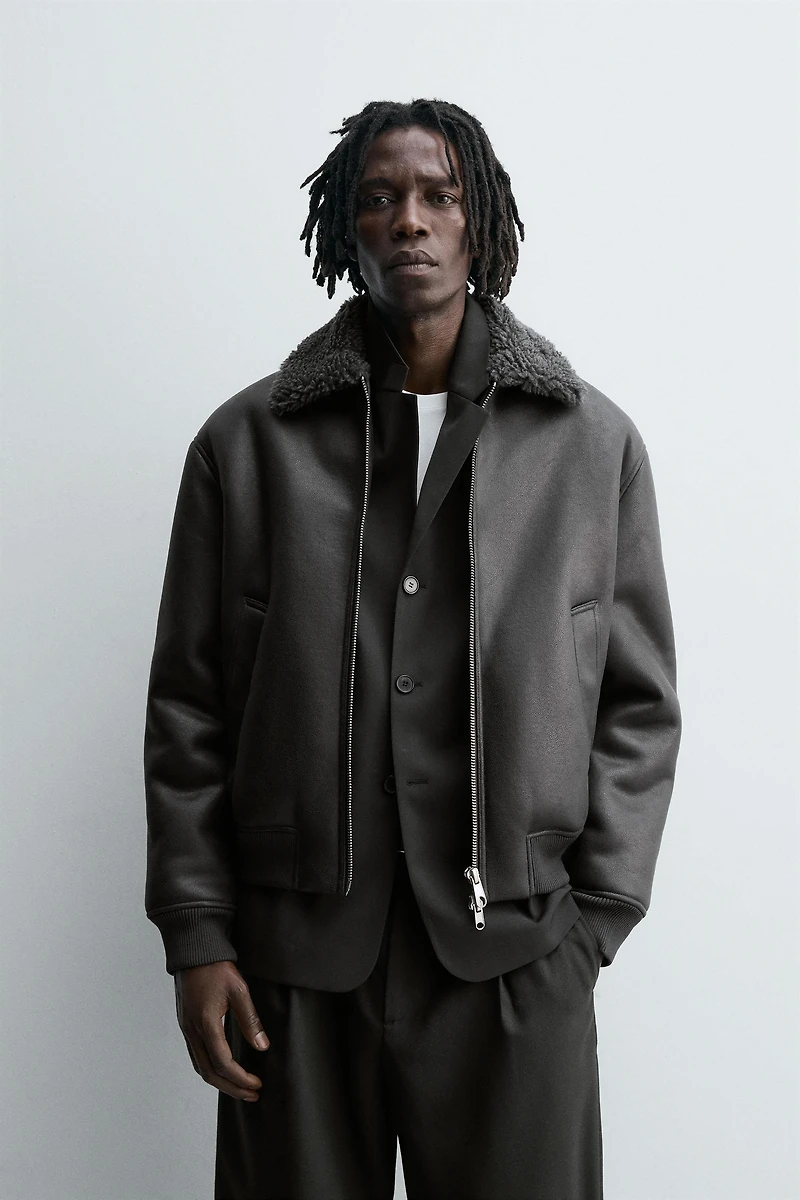 DOUBLE FACED FAUX LEATHER JACKET