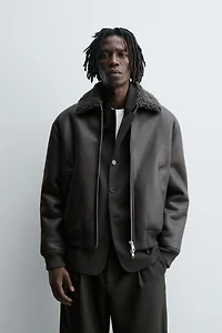 DOUBLE FACED FAUX LEATHER JACKET