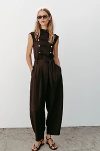 BELTED JUMPSUIT WITH BUTTON DETAILS