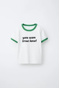 CONTRAST RIB TEXT T-SHIRT