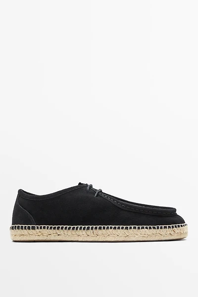 Chaussure jute ganse croûte de cuir