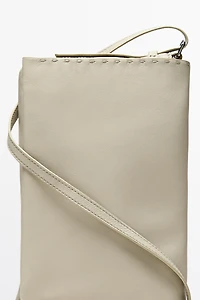 Nappa leather crossbody bag with topstitching