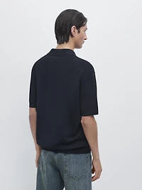 Pull polo en maille de coton mélangé