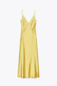 ROBE MIDI SATINÉE DENTELLE