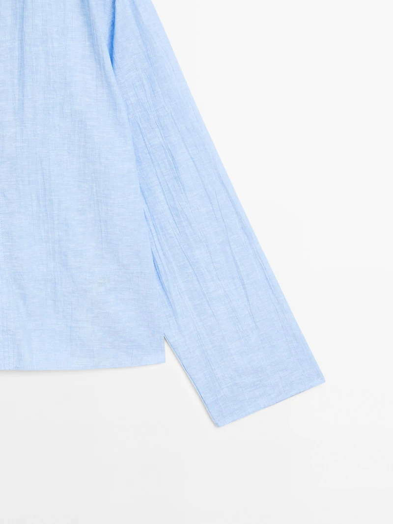 Linen blend blouse with seam details