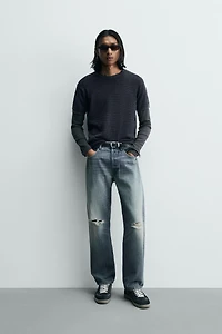 T-SHIRT EN MAILLE STRUCTURÉE DÉLAVÉE