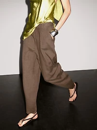100% linen wide-leg trousers