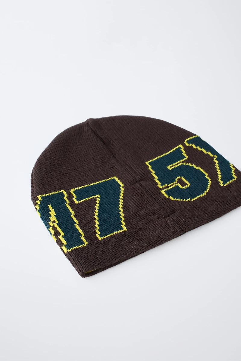 TEXT KNIT HAT SKI COLLECTION