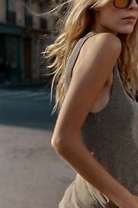 METALLIC THREAD STRAP TOP