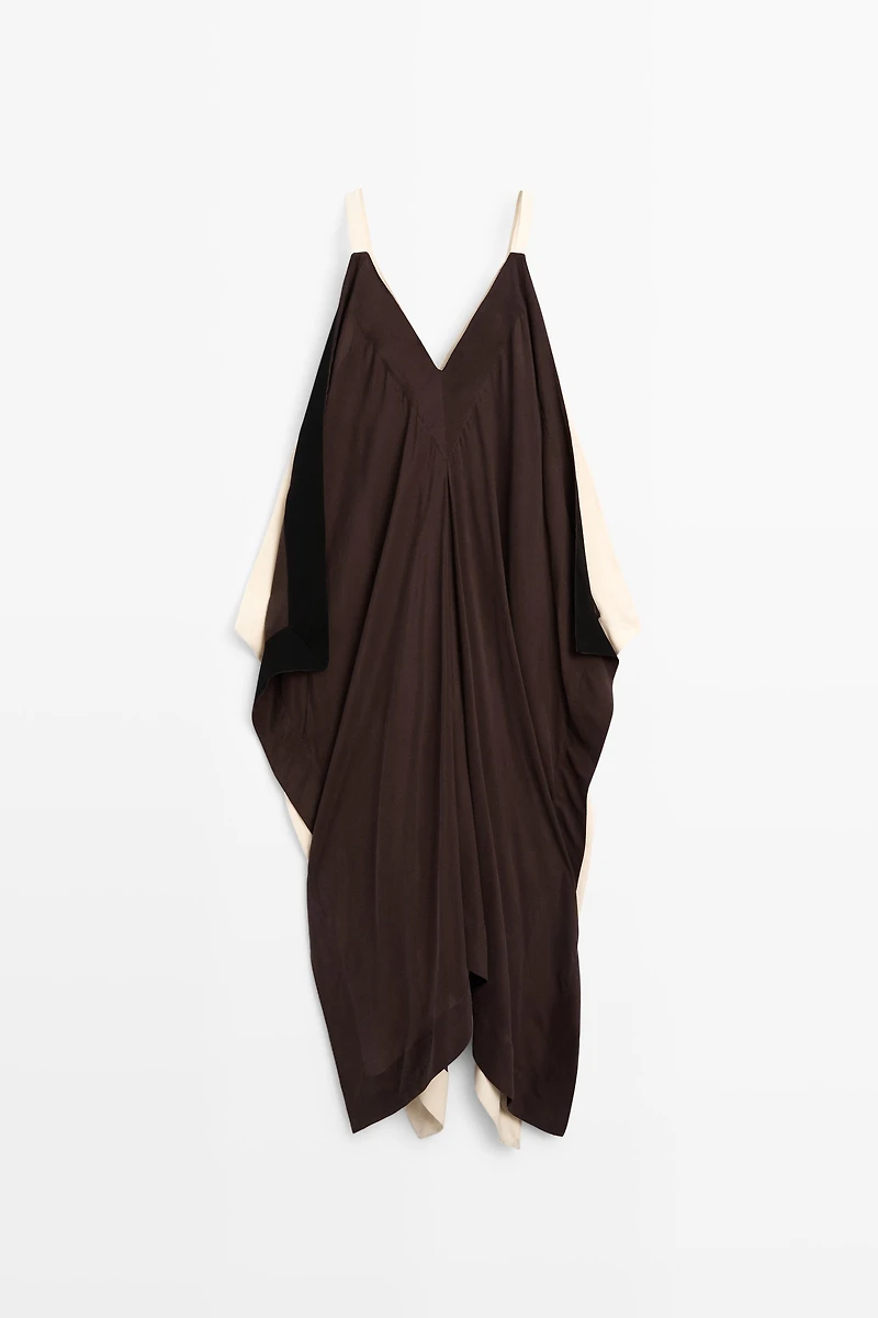 Flowing midi dress with contrast trim detail