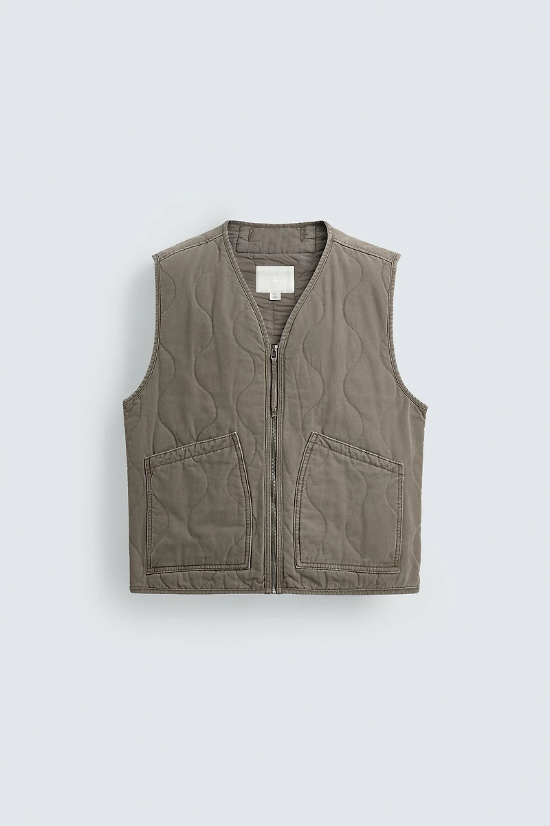 WASHED TOPSTITCHED VEST