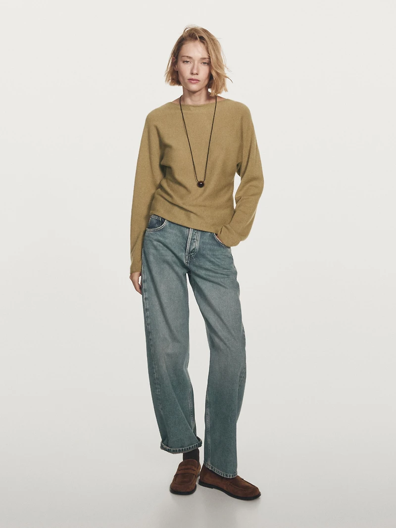 Boat neck knit sweater