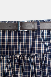JUPE MI-LONGUE À CARREAUX AVEC CEINTURE