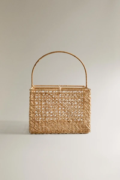 RATTAN BOTTLE STAND WITH HANDLE