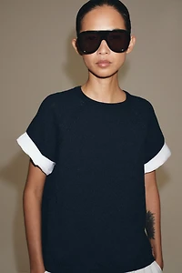 PULL EN MAILLE À MANCHES REVERS COMBINÉES