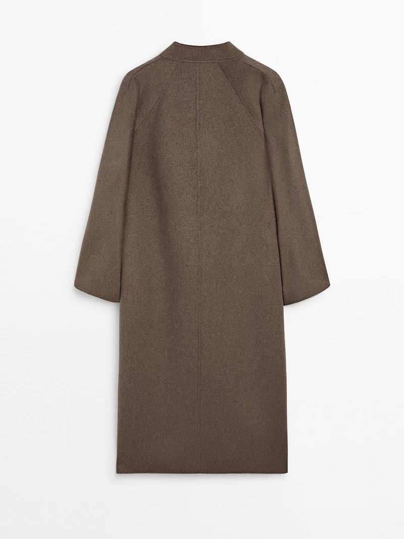 Manteau long ouvert en laine mélangée