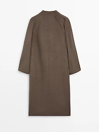 Manteau long ouvert en laine mélangée