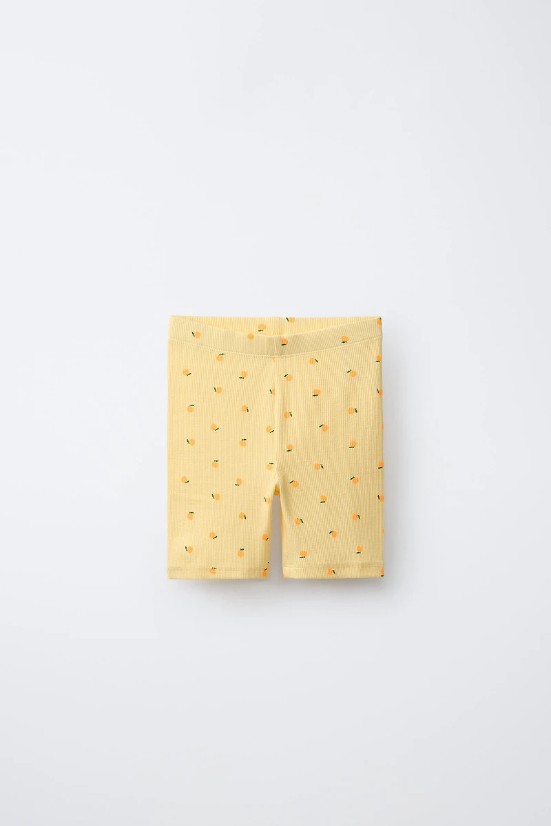 TWO-PACK RIB CYCLING LEGGINGS WITH LEMONS AND STRAWBERRIES