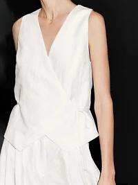 Linen blend waistcoat with tie detail