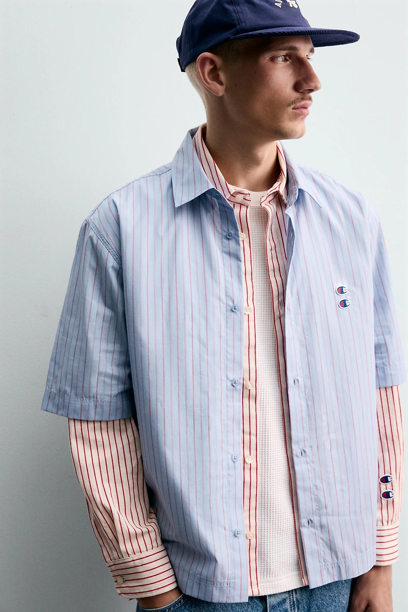 CHEMISE À RAYURES AVEC PIÈCES CHAMPION ® X ZARA
