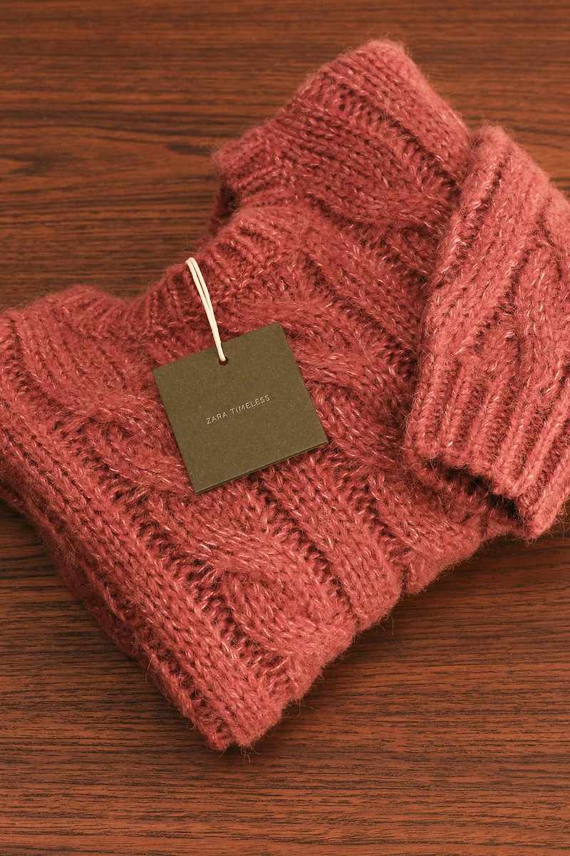 ZARA TIMELESS - PULL EN MAILLE À TORSADES AVEC LAINE