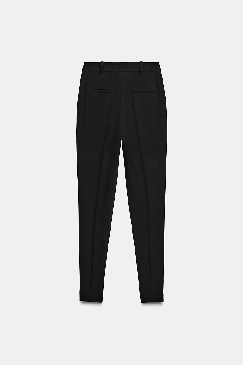 HIGH-WAISTED SLIM PANTS WITH ZIPPER HEM