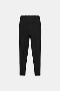 HIGH-WAISTED SLIM PANTS WITH ZIPPER HEM