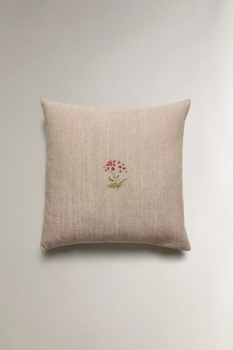 HOUSSE DE COUSSIN LIN FLEURS