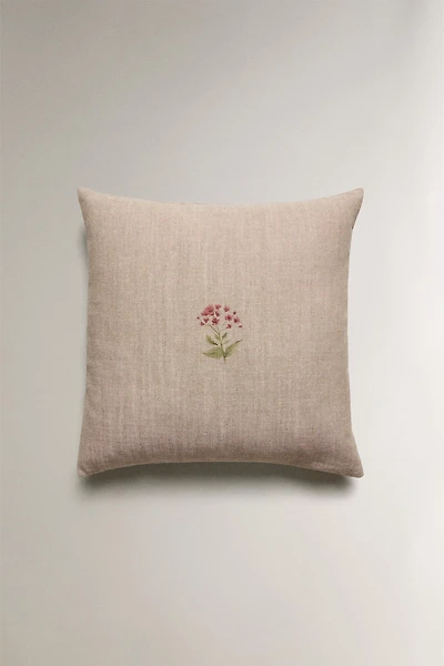 HOUSSE DE COUSSIN LIN FLEURS