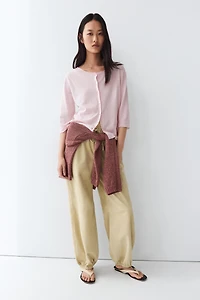 Cotton blend boat neck cardigan