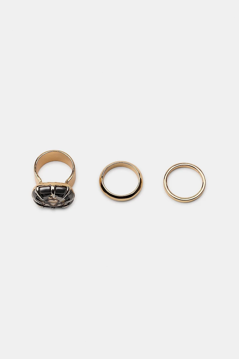 3-PACK OF JEWELED BAND RINGS