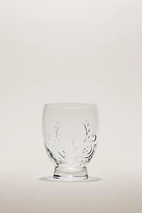 RAISED FLORAL DESIGN GLASS TUMBLER