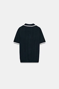 LACE TRIM KNIT POLO JACKET