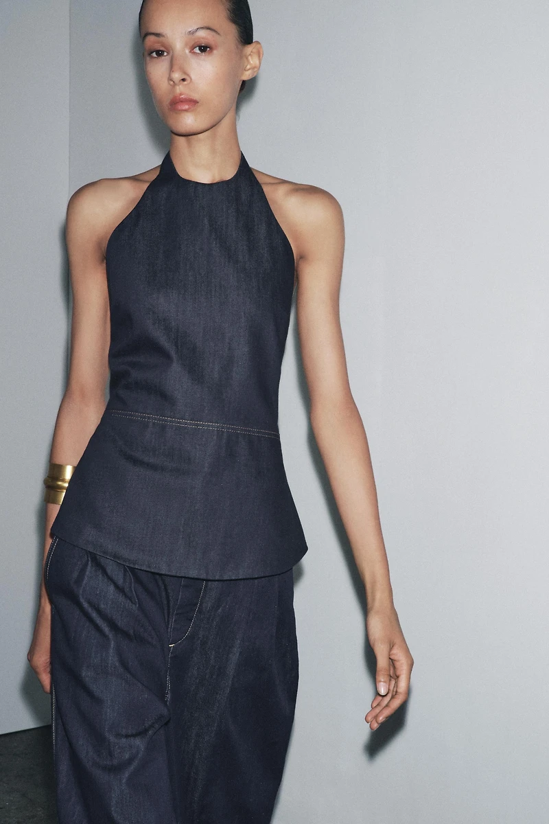 ZW COLLECTION DENIM HALTER TOP