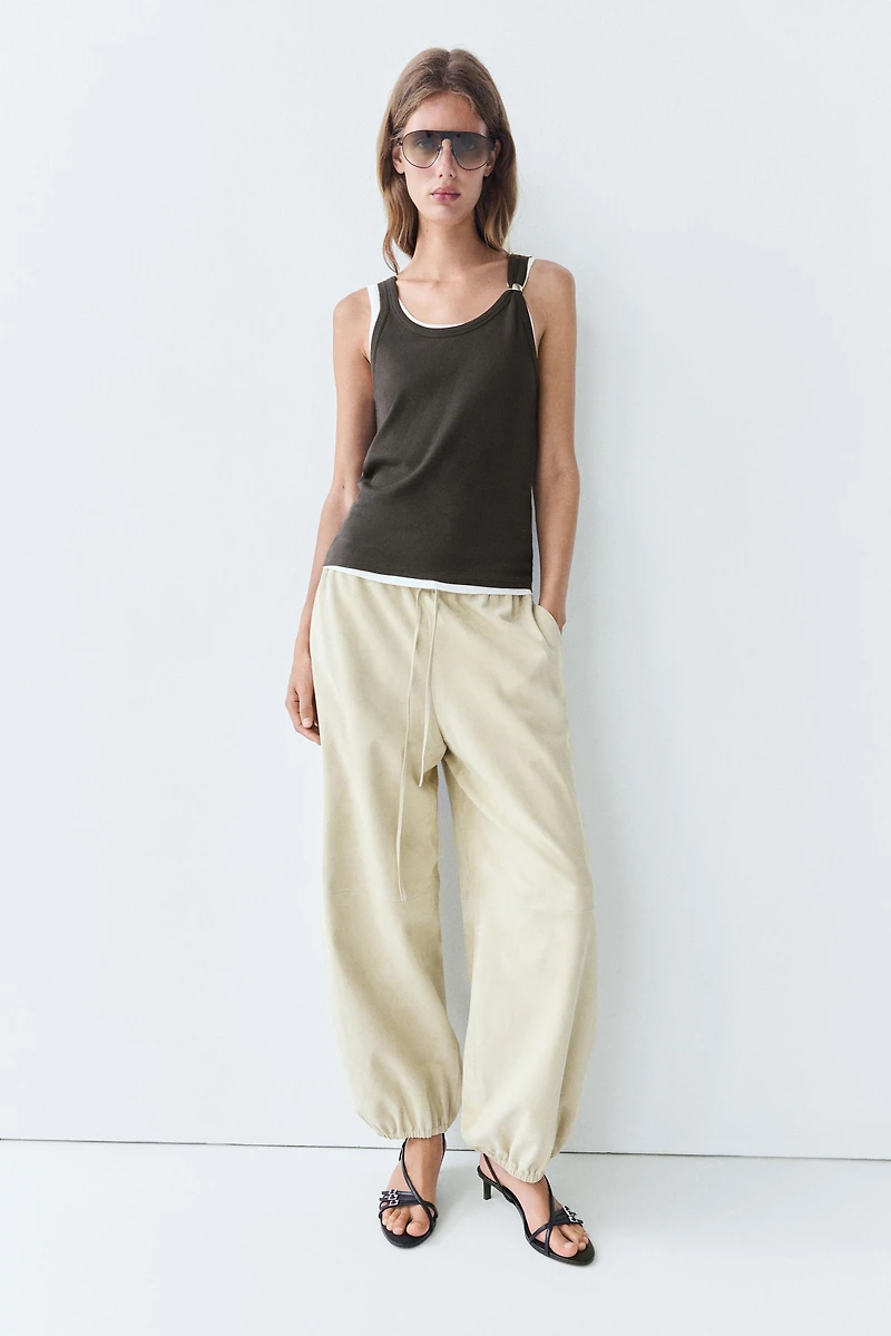 Double-layer strappy top with jewel detail