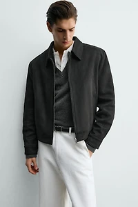 CROPPED FAUX SUEDE JACKET