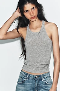 LINEN BLEND HALTER TOP