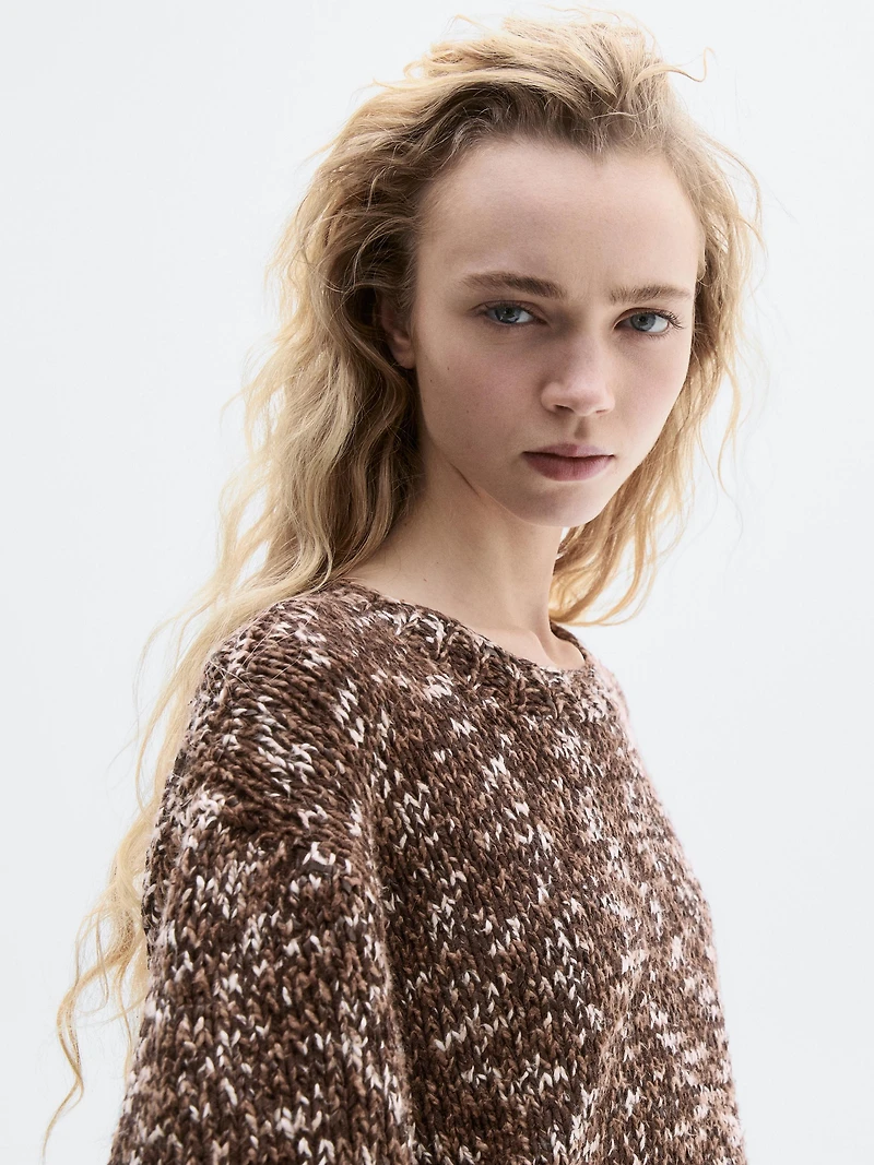 Contrast knit and leather sweater - LIMITED