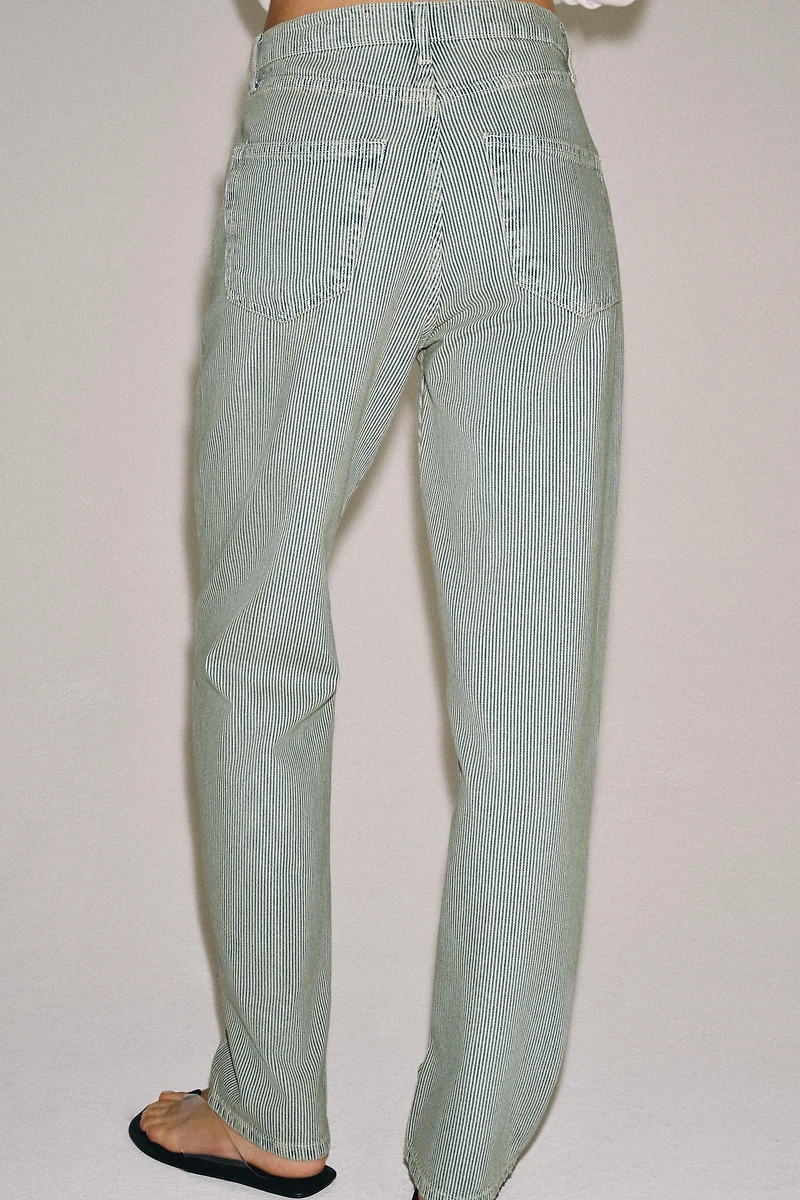 ZW COLLECTION LOW-RISE STRIPED STRAIGHT LEG JEANS