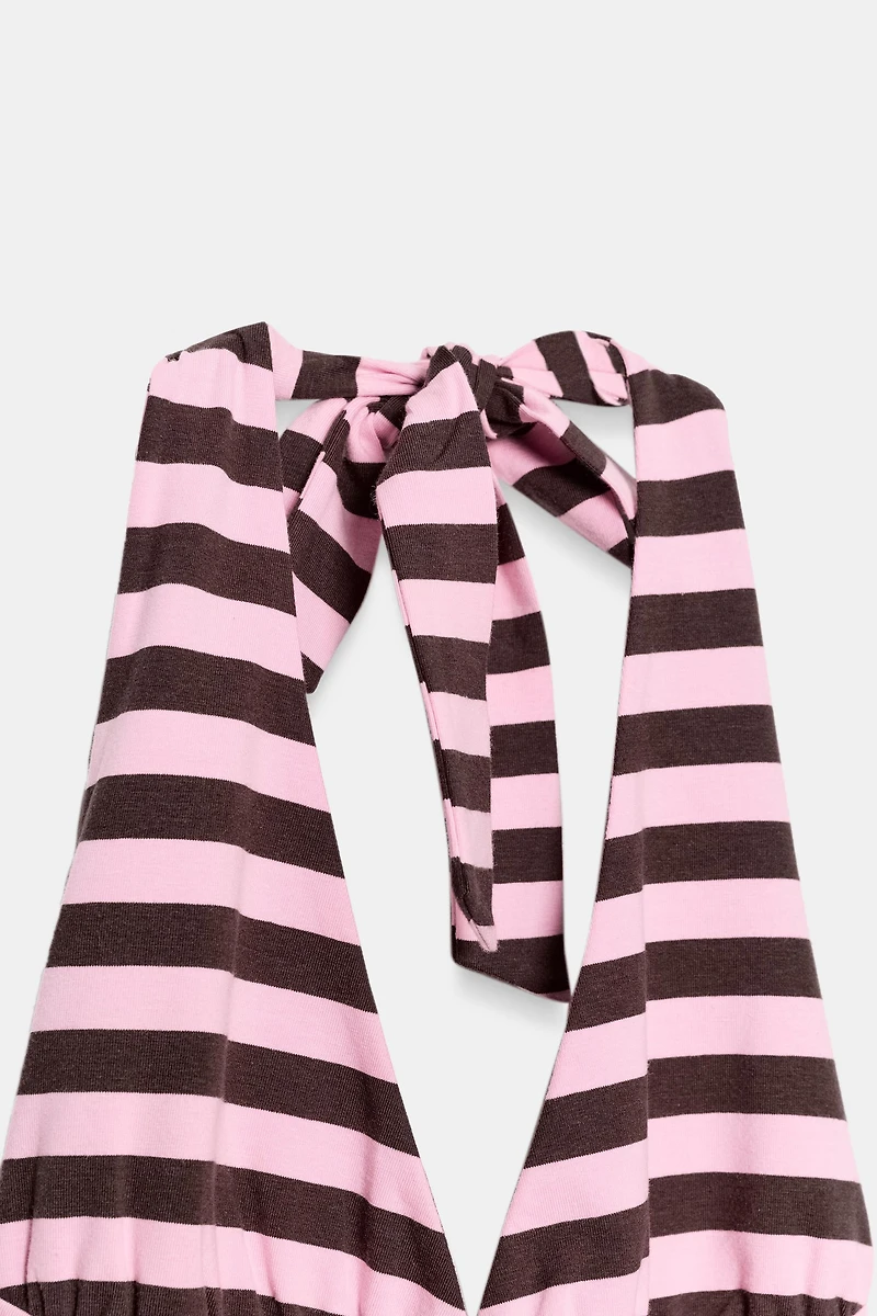 STRIPED HALTER DRESS