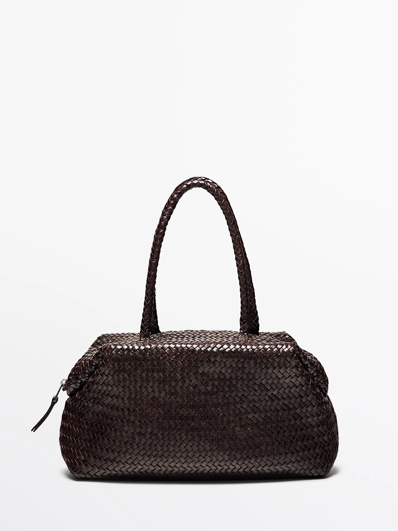 Sac satchel tressé en cuir nappa