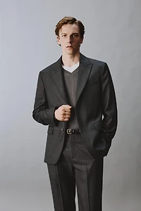 100% WOOL PLAID SUIT JACKET