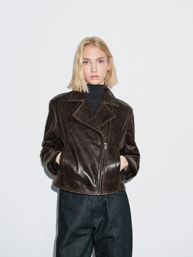 Nappa leather biker jacket