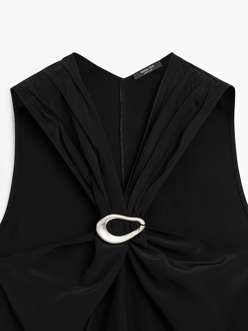 Halter top with removable brooch detail