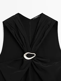 Halter top with removable brooch detail