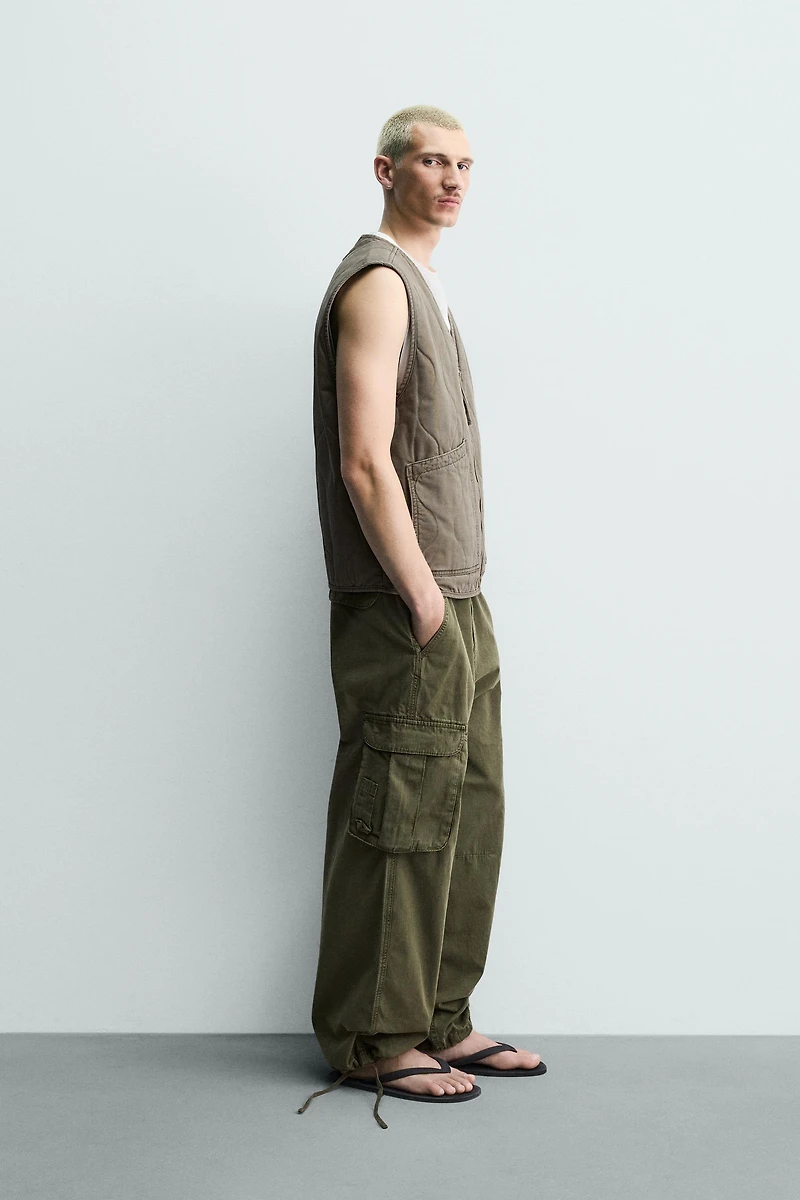 WASHED TOPSTITCHED VEST