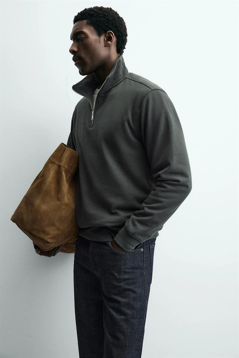 BASIC QUARTER-ZIP SWEATSHIRT